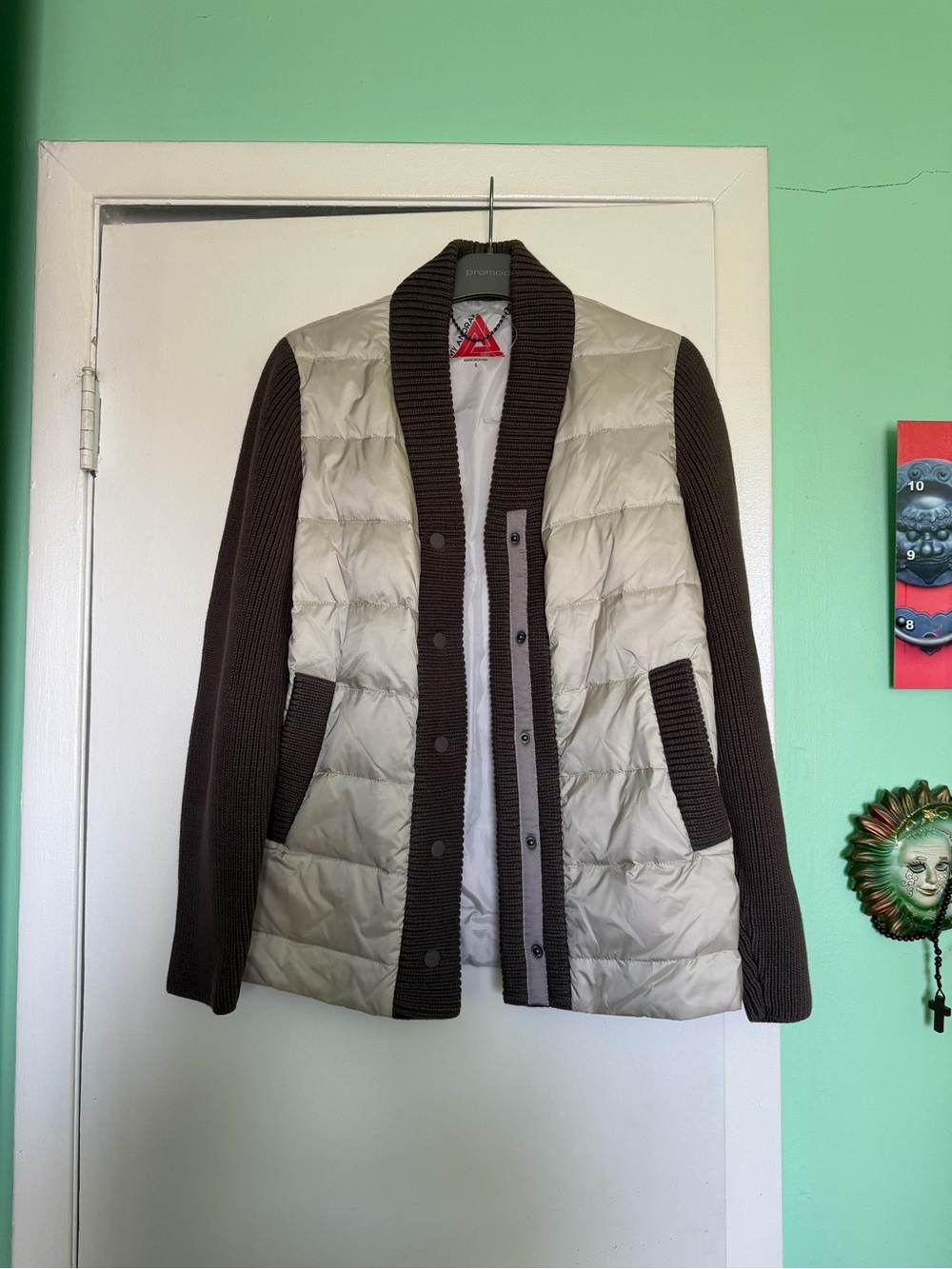 My Andrank Two-Tone Quilted & Knit Jacket – Brown & Cream